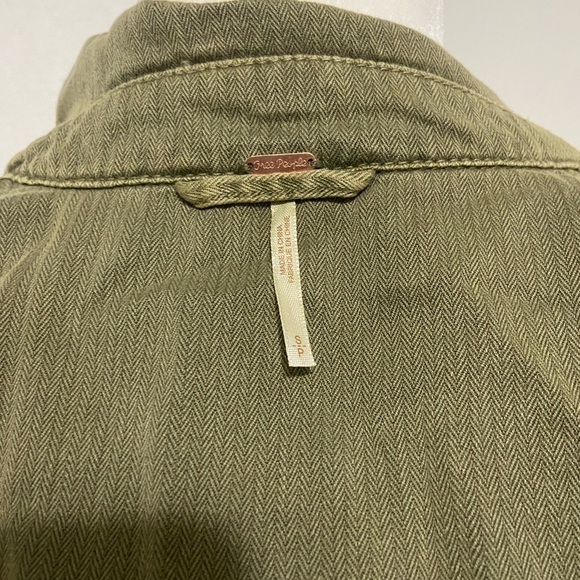 Free People women's S green military inspired jacket w/ eagle beaded motif EUC - Picture 9 of 10